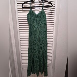 4SI3NNA Emerald Green Lace Midi Dress XS | Nordstrom | Wedding Guest / Holiday
